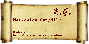 Matkovics Gerjén névjegykártya